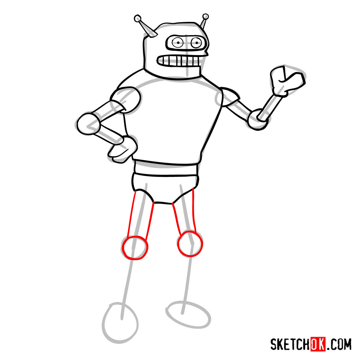 How to draw Calculon from Futurama - step 09
